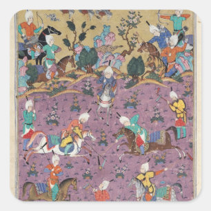 Siavosh Playing Polo with Afrasiab Square Sticker