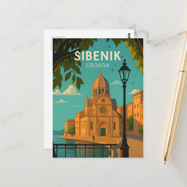 Šibenik Croatia Vintage Travel PostCAR– St. James  Postcard (Front/Back In Situ)