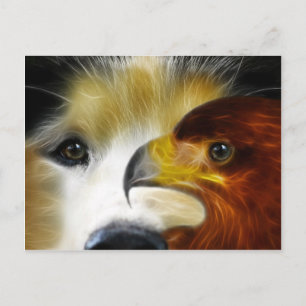 Siberia Husky Mighty Eagle Postcard