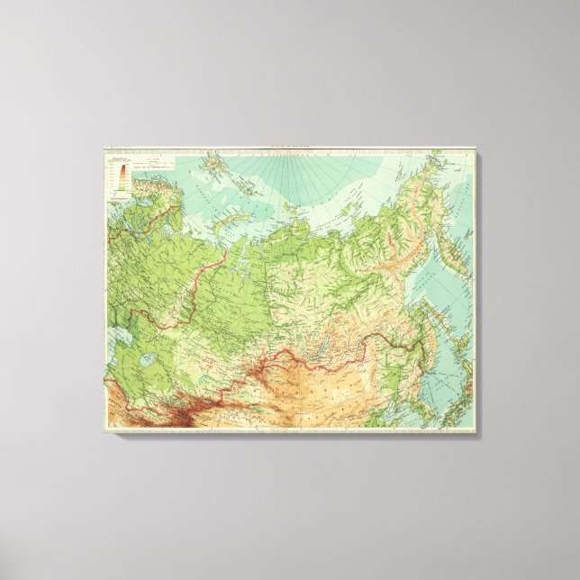 Siberia map with shipping routes canvas print (Front)