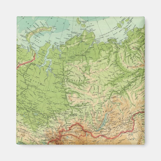 Siberia map with shipping routes magnet (Front)