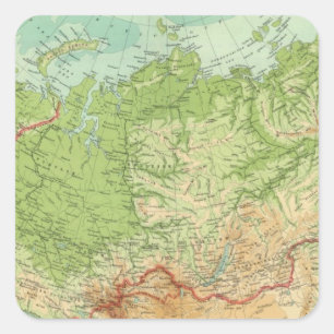 Siberia map with shipping routes square sticker