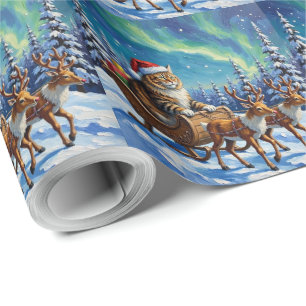 Siberian Cat Christmas Taiga Sleigh Ride Wrapping Paper