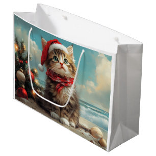 Siberian Cat Christmas Vintage Beach Large Gift Bag