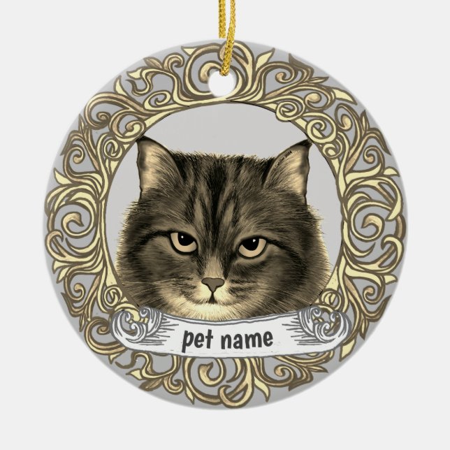 Siberian Cat  Loving Memory ornament (Front)