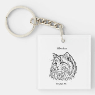 Siberian Cat Portrait Keychain