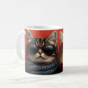 Siberian Cat with Heart Roses Valentine's Day Coffee Mug