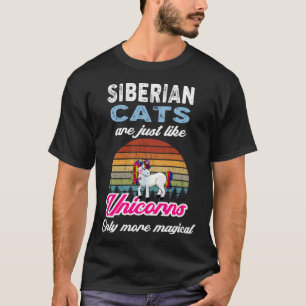Siberian Cats Retro Unicorn Vintage Sunset T-Shirt