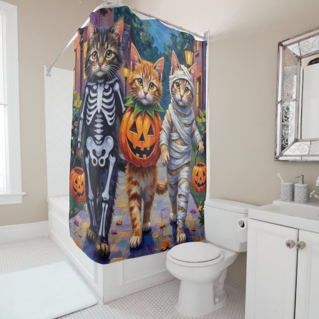 Siberian Cats Trick-or-Treating Halloween Costumes (In Situ)