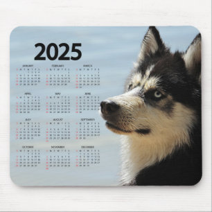 Siberian Husky 2025 Dog Calendar Mouse Pad