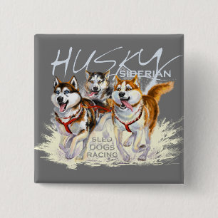 siberian husky 2 inch square button