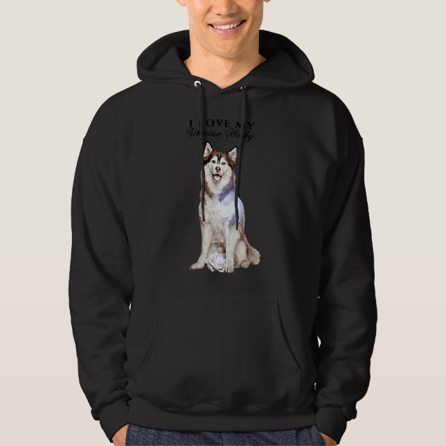 Siberian Husky And Rose Hoodie (Front)