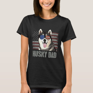Siberian Husky Best Dog Dad Ever Retro Usa America T-Shirt