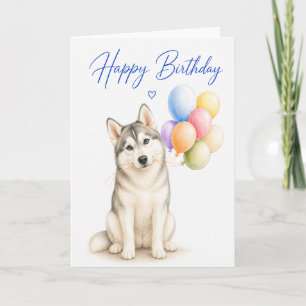 Siberian Husky Birthday Card
