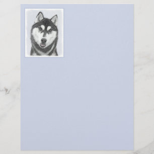 Siberian Husky (Black and White) Painting Dog Art