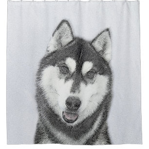 Siberian Husky (Black and White) Painting Dog Art