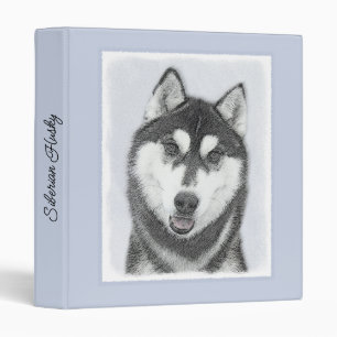 Siberian Husky (Black and White) Painting Dog Art Binder