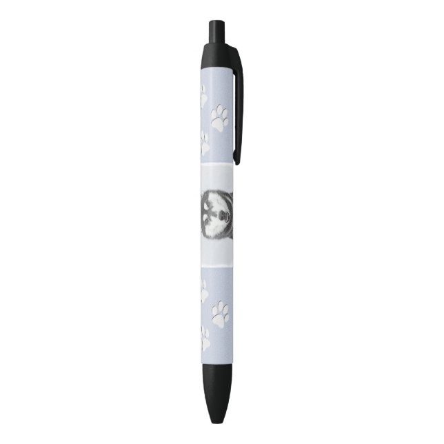 Siberian Husky (Black and White) Painting Dog Art Black Ink Pen (Bottom (Vertical))
