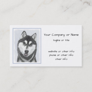 Siberian Husky (Black and White) Painting Dog Art Business Card