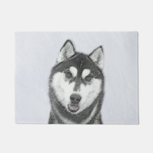 Siberian Husky (Black and White) Painting Dog Art Doormat