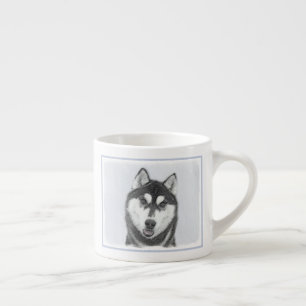 Siberian Husky (Black and White) Painting Dog Art Espresso Cup