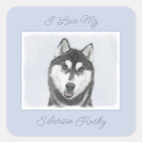 Siberian Husky (Black and White) Painting Dog Art