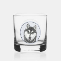 Siberian Husky (Black and White) Painting Dog Art