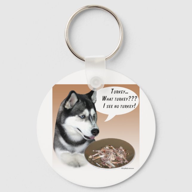 Siberian Husky (black) Turkey Keychain (Front)