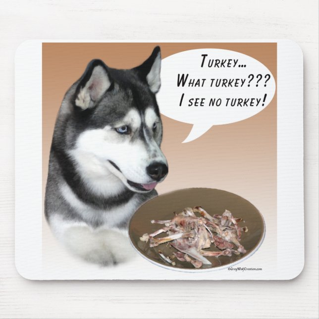 Siberian Husky (black) Turkey Mouse Pad (Front)