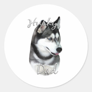 Siberian Husky (blk) Dad 2 Classic Round Sticker