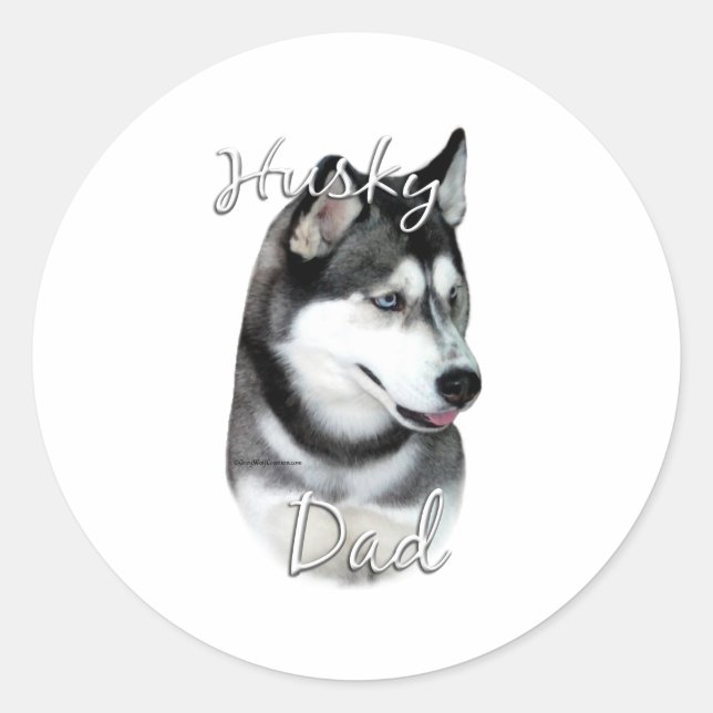 Siberian Husky (blk) Dad 2 Classic Round Sticker (Front)