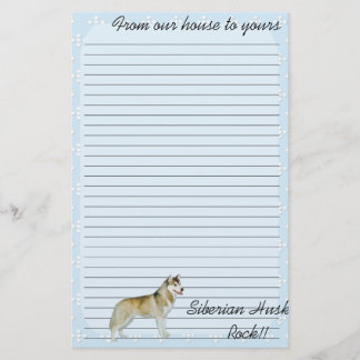 Siberian Husky - Blue w/ White Diamond Design Stationery
