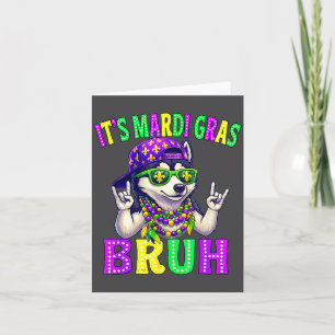 Siberian Husky Bruh Mardi Gras Boys Girls Carnival Card