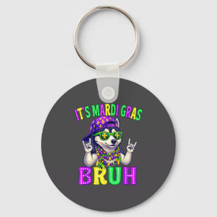 Siberian Husky Bruh Mardi Gras Boys Girls Carnival Keychain