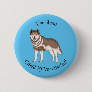 Siberian husky cartoon illustration 2 inch round button