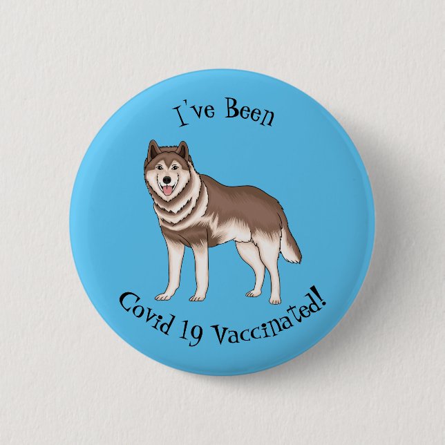 Siberian husky cartoon illustration  2 inch round button (Front)