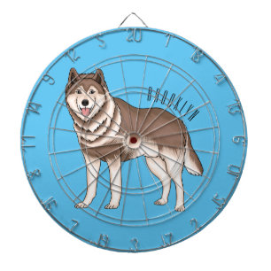 Siberian husky cartoon illustration dartboard