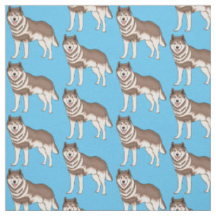 Siberian husky cartoon illustration fabric