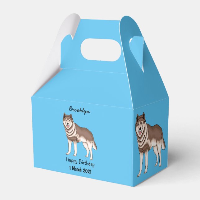 Siberian husky cartoon illustration favor box (Front Side)