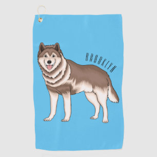 Siberian husky cartoon illustration  golf towel