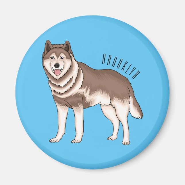 Siberian husky cartoon illustration magnet (Front)