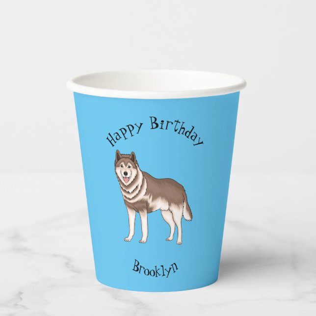 Siberian husky cartoon illustration paper cups (Front)