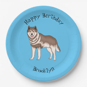 Siberian husky cartoon illustration paper plate