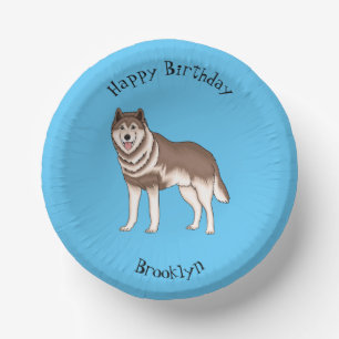 Siberian husky cartoon illustration  paper plate