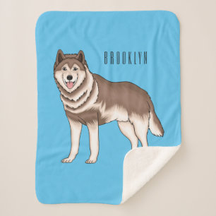 Siberian husky cartoon illustration sherpa blanket