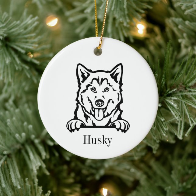 Siberian Husky  Ceramic Ornament (Tree)