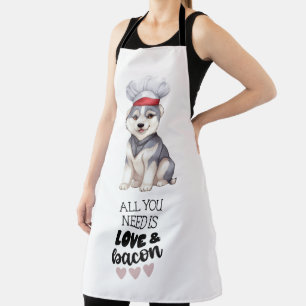 Siberian Husky Chef Love & Bacon Apron