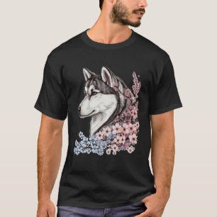 Siberian Husky Cherry Blossom Dog Japanese Sakura T-Shirt