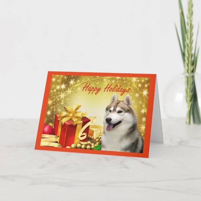 Siberian Husky Christmas Card Gifts (Front)