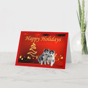 Siberian Husky Christmas Card Stars